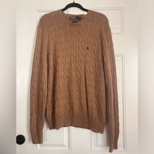 POLO BY RALPH LAUREN Mens Cable Knit Sweater Size XL color Tan 100% Silk